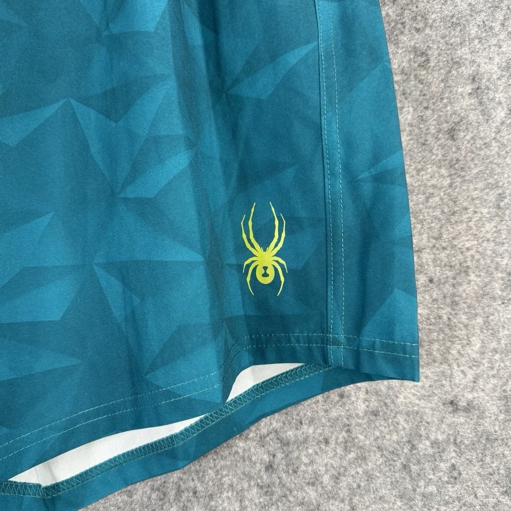 NWT Spyder Swimsuit Trunks Shorts Mens L Teal UV Protection Mesh Quick Dry Beach
